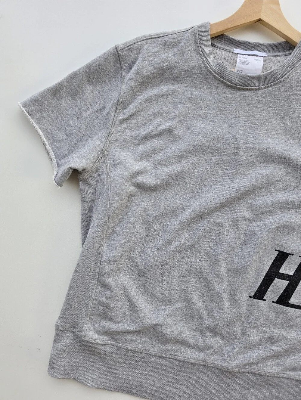 Helmut Lang HL Logo Grey Short Sleeve Crewneck Sweatshirt Tee